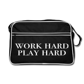 work hard, play hard - Retro Tasche - Schwarz/Weiß - Vorne