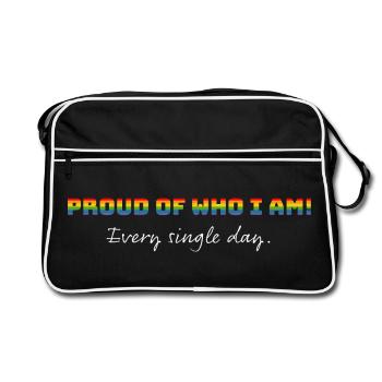 Fière de qui je suis queer | LGBTQIA+ - Sac Retro - noir/blanc - Devant