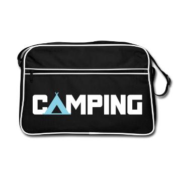 Camping Tent Holiday White Camper Caravan Hobby - Retro Bag - black/white - Front