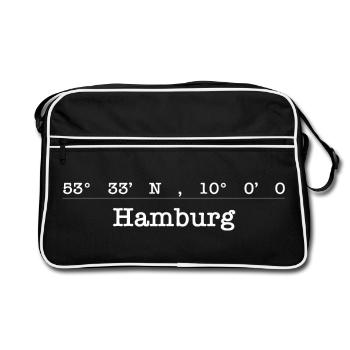 Coordinates of Hamburg for proud Hamburgers - Retro Bag - black/white - Front