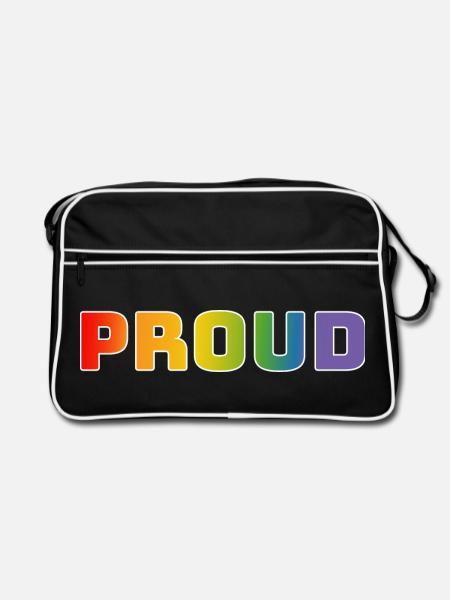 Regenbogen proud weiss - Retro Tasche - Schwarz/Weiß - Vorne