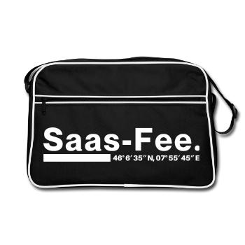 Coordonnées Saas-Fee Valais, Suisse - Sac Retro - noir/blanc - Devant
