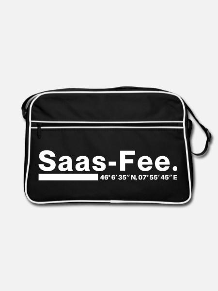 Saas-Fee coordinates Valais Switzerland - Retro Bag - black/white - Front