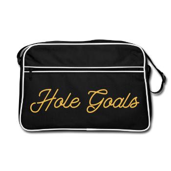 Hole Goals Golf Spruch - Retro Tasche - Schwarz/Weiß - Vorne