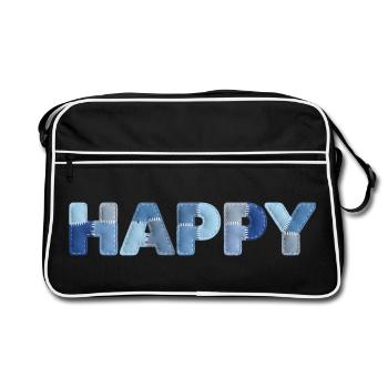 HAPPY Denim Patchwork New Trend - Retro Bag - black/white - Front