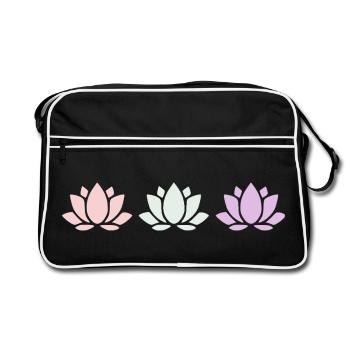 Fleur de lotus, fleur de lotus, fleur de lotus, yoga aux fleurs pastel - Sac Retro - noir/blanc - Devant