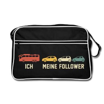 Busfahrer Und Meine Follower - Retro Tasche - Schwarz/Weiß - Vorne
