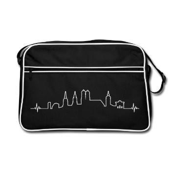 Heartbeat Munich Bavaria Monument Silhouette - Retro Bag - black/white - Front