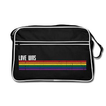 Regenbogen Streifen Pride Overlay - Retro Tasche - Schwarz/Weiß - Vorne