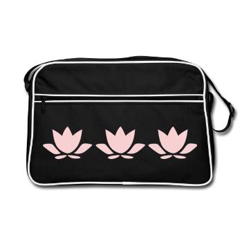 Fleur de lotus, fleur de lotus, fleur de lotus, yoga aux fleurs pastel - Sac Retro - noir/blanc - Devant