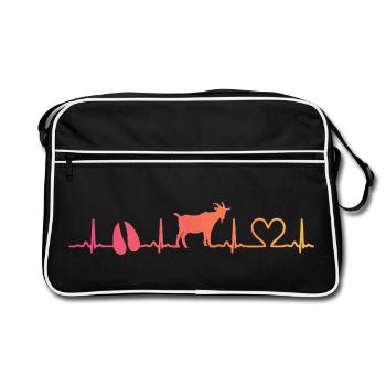 Sunset Goat Goat Goat Breeding - Retro Bag - black/white - Front