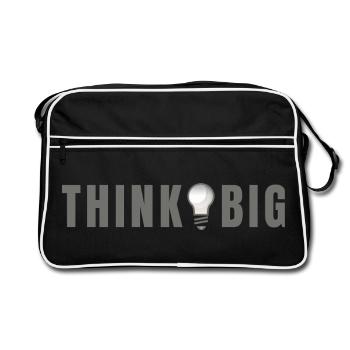 Think big - Light bulb motif & lettering - Retro Bag - black/white - Front