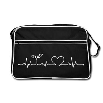 Battement de cœur végan - Sac Retro - noir/blanc - Devant