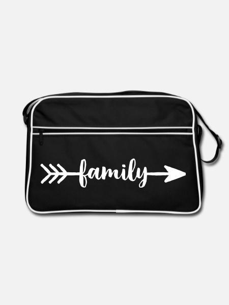 famille flèche amour communauté amitié - Sac Retro - noir/blanc - Devant
