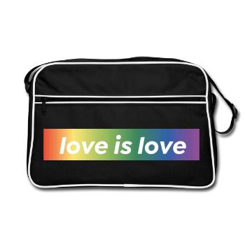 LOVE IS LOVE - Retro Tasche - Schwarz/Weiß - Vorne