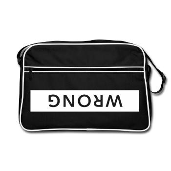 wrong verkehrt lustiger spruch - Retro Tasche - Schwarz/Weiß - Vorne