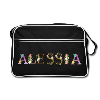 Le nom d’ALESSIA est fleuri - Sac Retro - noir/blanc - Devant