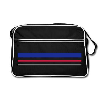 T shirt traits couleurs bleu rouge gris cadeau - Sac Retro - noir/blanc - Devant