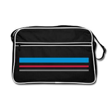 T shirt traits couleurs bleu rouge gris cadeau - Sac Retro - noir/blanc - Devant