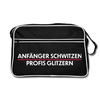 Anfänger schwitzen, Profis Glitzern - Retro Tasche - Schwarz/Weiß - Vorne