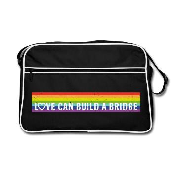 Love can build a bridge Rainbow-Design - Retro Tasche - Schwarz/Weiß - Vorne