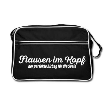 Flausen im Kopf - Retro Tasche - Schwarz/Weiß - Vorne