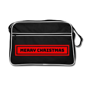 Merry Christmas - Retro Tasche - Schwarz/Weiß - Vorne