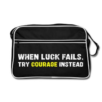 Courage Over Luck Typographie - Sac Retro - noir/blanc - Devant