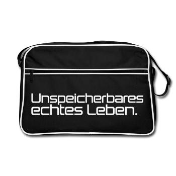 Geschenk für Nerds Unspeicherbares echtes Leben - Retro Tasche - Schwarz/Weiß - Vorne