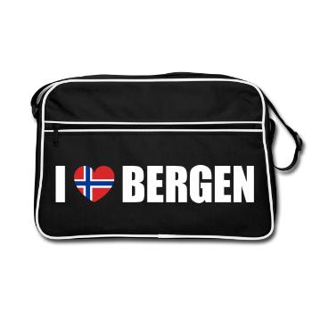 J’adore Bergen, Norvège - Sac Retro - noir/blanc - Devant