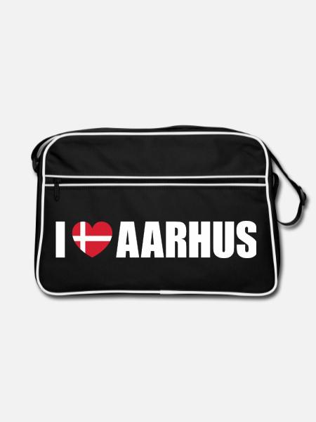 I love Aarhus Dänemark - Retro Tasche - Schwarz/Weiß