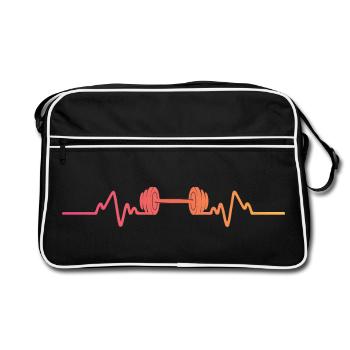 Gym Dumbbell Sunset Heartbeat Strength Training - Retro Bag - black/white - Front