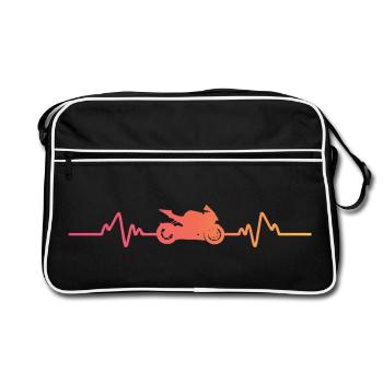 moto motard sunset battement de coeur motorcycle  - Sac Retro - noir/blanc - Devant