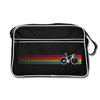 Motif de vélo arc-en-ciel vibrant - Sac Retro - noir/blanc - Devant