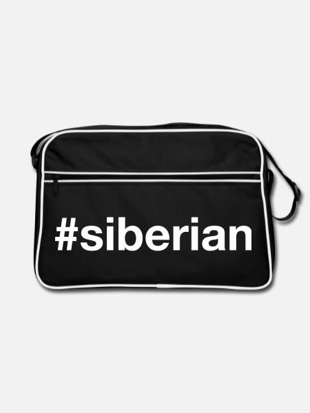 SIBERIAN Sibirien Hashtag - Retro Tasche - Schwarz/Weiß - Vorne