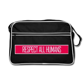 Respect All Humans Statement Humanity Saying - Retro Bag - black/white - Front