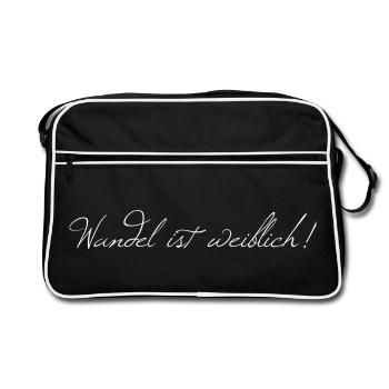 Wandel ist weiblich! - Retro Tasche - Schwarz/Weiß - Vorne