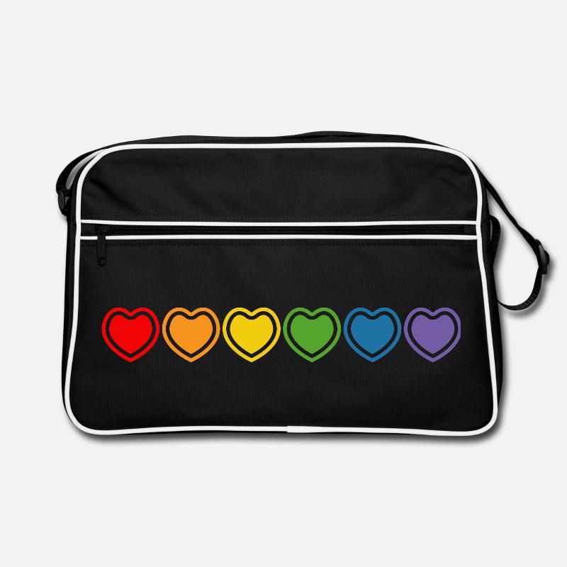 LGBT Regenbogenherzchen - Retro Tasche - Schwarz/Weiß