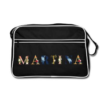 MARTINA Art du nom avec des fleurs brodées - Sac Retro - noir/blanc - Devant