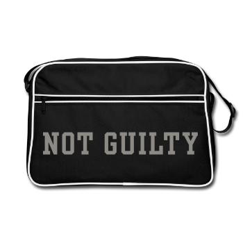 Not Guilty Minimalist Funny Statement Legal Humor - Retro Bag - black/white - Front