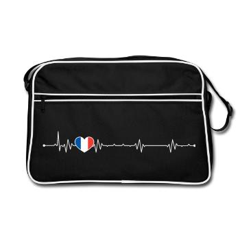 Heartbeat france flag - Retro Bag - black/white - Front