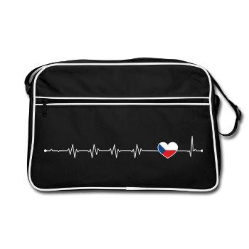 Heartbeat drapeau de la République tchèque - Sac Retro - noir/blanc - Devant