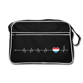 Blue Accent Heartbeat Line - Retro Bag - black/white - Front