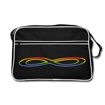 Regenbogen breite Unendlichkeit - Retro Tasche - Schwarz/Weiß - Vorne