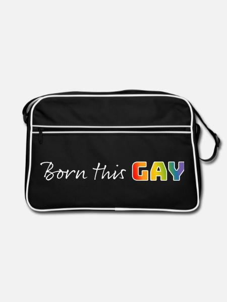 Rainbow born this gay | LGBT lgbtqi queer - Retro Bag - black/white