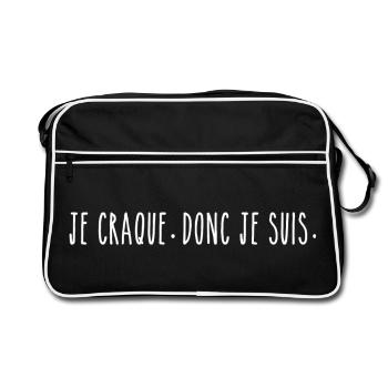 Je Craque Donc Je Suis - Humour Fatigue - Sac Retro - noir/blanc - Devant