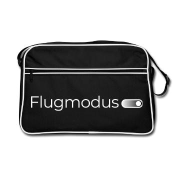 Flugmodus an. – Minimalistisches Design in Weiß - Retro Tasche - Schwarz/Weiß - Vorne