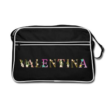 Le nom de VALENTINA orné de fleurs - Sac Retro - noir/blanc - Devant