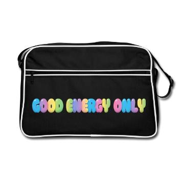 Good Energy Only – Colorful Bubble Typography - Retro Bag - black/white - Front