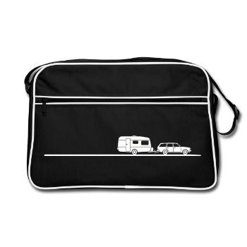 Caravan camping shirt for caravan fans - Retro Bag - black/white - Front